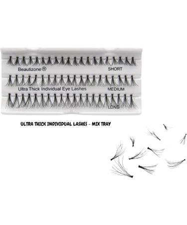 Ultra Thick Individual Eyelash Cluster Eyelashes False Lashes Knotted Lash Extensions Mix Tray Short 8MM - Medium 10MM - Long 12MM 60 Points Beautizone - Buy Online on GoSupps.com