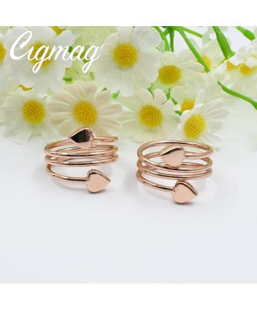 Cigmag 2PCs Lymphatic Drainage Magnetic Finger Rings for Women - 99% Pure Copper Adjustable & Gift Box (Rose Gold Heart) - Buy Online on GoSupps.com