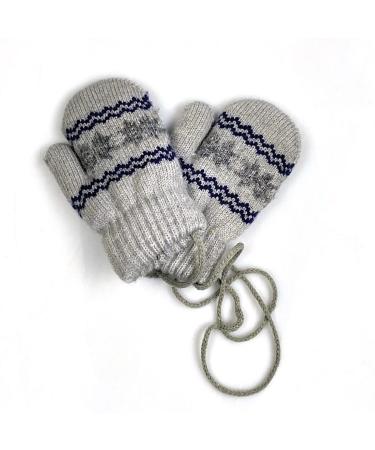 0-2Y Kids Thicken Soft Thermal Hanging Neck Gloves Winter Warm Cute Small Snowflake Dsign Mittens Full Finger Gloves with String for Baby Infant Children Toddler Girls Boys Grey - Buy Online on GoSupps.com