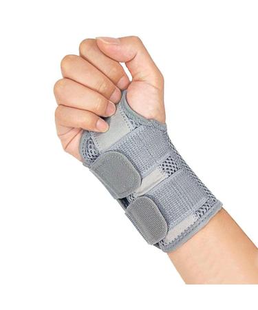 Adjustable Left Hand Wrist Brace for Carpal Tunnel | Sleep Support & Compression Splint for Weightlifting - Gray - Buy Online on GoSupps.com