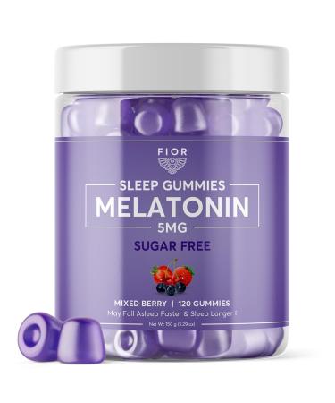 FIOR Sugar Free 120-Count Sleep Aid & Calm Gummies, Melatonin Gummies Sleep Aids for Adults & Kids. Gummy Vitamins for Sleep. Adults & Kids Melatonin & L-Theanine Gummies Natural Herbal Sleep Aid. Sugar Free Mixed Berry 1 C