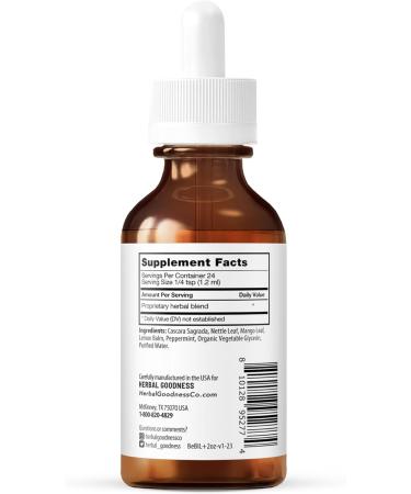 Herbal Goodness Settle Down Tommy - Organic Digestive Support & Gut Balance Supplement | Supports Belly Bliss & Balanced Gut with Ginger Lemon Balm Mango Leaf Nettle | 2 fl oz - Buy Online on GoSupps.com