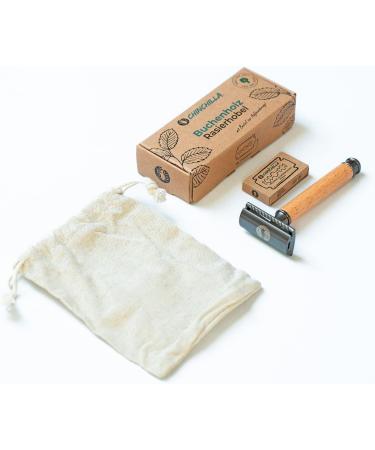 Chinchilla Beech Wood Razor Plane - Eco-Friendly Wet Razor for Men & Women | Includes 10 Blades & Bags | Sustainable Zero Waste & Plastic-Free | Made in Germany - Buy Online on GoSupps.com