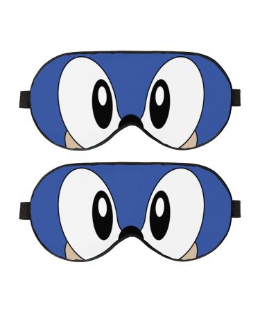 LAKAPS Sleep Mask 2 PCS Cartoon Eye Mask for Sleeping with Adjustable Strap Comfortable Travel Eye Cover Blue Blue One Size
