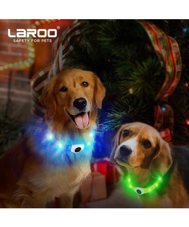 Laroo LED Dog Collar - USB Rechargeable Night Safety Luminous Collar for Small Medium Large & Long-Haired Dogs - 3 Modes 65cm x 2.5cm Blue - Buy Online on GoSupps.com