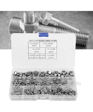 Stainless Steel 360pcs with Hex Nuts Coarse Thread American System UNC Nuts Fasteners - Buy Online on GoSupps.com