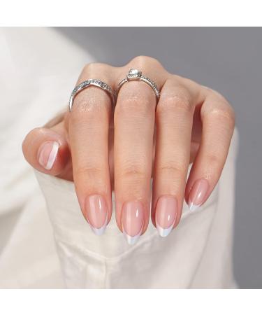 BTArtbox French Tip Press On Nails | White Almond Short Fake Nails with Glue | 16 Sizes | Reusable & Natural Stick-On Nails - Mermaid 01 - Buy Online on GoSupps.com