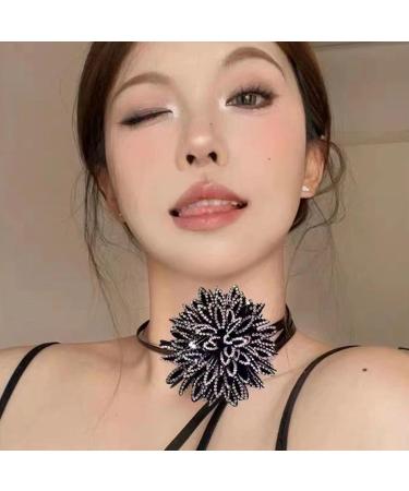 Buy Southjieling Vintage Flower Necklace | Unique Stylish Diamond Jewelry | Silver Fabric Necklace for Daily Use - Buy Online on GoSupps.com