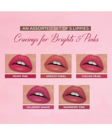 Jus t Herb.s Ayurvedic Liquid Lipstick Kit - Set of 5 Long Lasting Hydrating & Lightweight Paraben & Silicon Free Shades (Brights & Pinks) - International Shipping Available - Buy Online on GoSupps.com