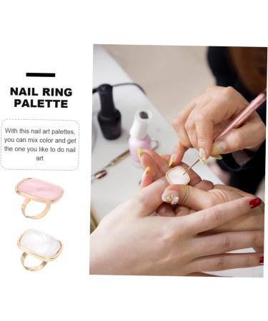2 Pi ces Palette Anneau pour Ongles R sine Marbr e Plaque de M lange Blanche et Rose Outil Portable pour Vernis et Art des Ongles - Buy Online on GoSupps.com