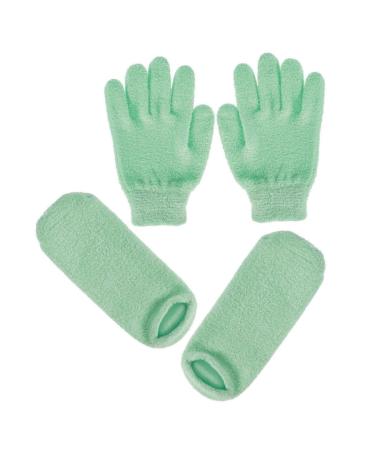 Ipetboom 2 Pairs Hand and Foot Spa Gloves Moisturizing Gloves Overnight Mens Moisturizing Gloves Glass Nasal Spray Amber Pump Bottle Natural Gel Gloves Whitening Foot Patch Man