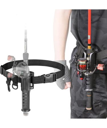 MEEYO Fishing Waist Belt Rod Holder | Adjustable Black Belt with Magnetic Buckle and Lanyard - Buy Online on GoSupps.com