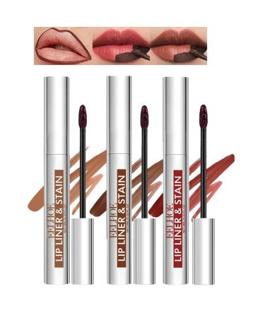 Lot de 3 crayons l vres repulp s et durables infus s avec de l'acide hyaluronique et de la vitamine E pour tous les types de peau BROWN 1 g (Lot de 3)