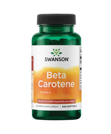 Swanson Beta Carotene (beta-carotene) 25000 IU 7500mcg high dose 300 softgels laboratory tested gluten-free non-GMO