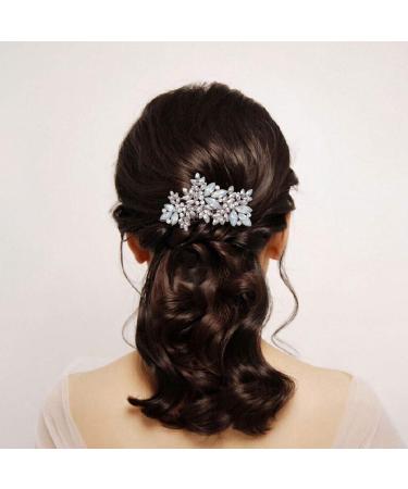Opal Crystal Bridal Hair Comb - Retro Wedding Hair Accessories for Brides & Bridesmaids (Silver) - Buy Online on GoSupps.com