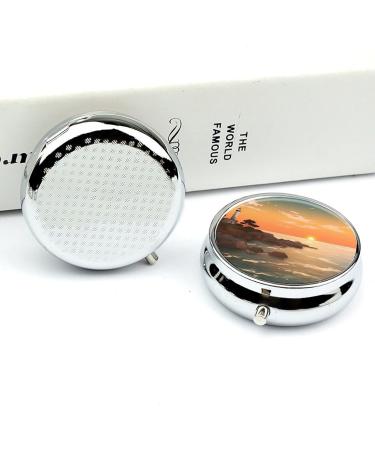 Travel Pill Box - 3 Compartment Ocean Sunset Landscape Portable Pill Organizer for Handbag & Pocket - Buy Online on GoSupps.com