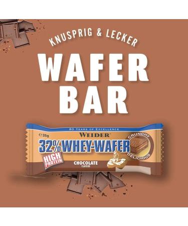 Weider 32% Whey Wafer Protein Bar 35g - Chocolate | 24 Delicious Protein Wafers for International Shipping - Buy Online on GoSupps.com