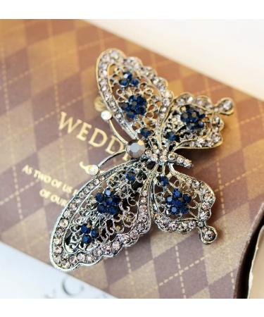AKOAK Blue Crystal Butterfly Hairpin - Fashion Headwear Barrette Clip - Buy Online on GoSupps.com