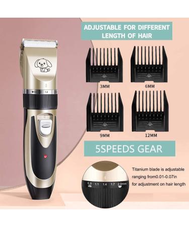 Dog Shaver Pet Electric Hair Clipper Kit Low Noise USB Charging with 4 Adjustable Combs for Cat Dog (Gold) - Buy Online on GoSupps.com