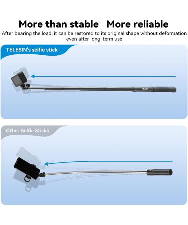 TELESIN Carbon Fiber Selfie Stick for GoPro, Insta360 & DJI Action Cameras | 120cm Extension Monopod for Hero 11 10 9 8 7 6 5 | Lightweight & Durable - Buy Online on GoSupps.com