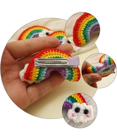 ABOOFAN 2 Pairs Rainbow Barrettes Snap Side Clamp Snap Hair Clip Colorful Hair Clips Rainbow Eardrop Props Kid Crafts Supplies Cotton Rainbow Pendant Girl Cartoon Alloy Flower Hairpin - Buy Online on GoSupps.com
