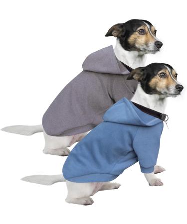 Hualisiji hooded sweater for dogs dog sweater Small dog chihuahua clothing puppies dog hoodie warm and light with a soft texture easy to wear and light colors (xxl gray+haze blue) XXL 2PCs gray+haze blue