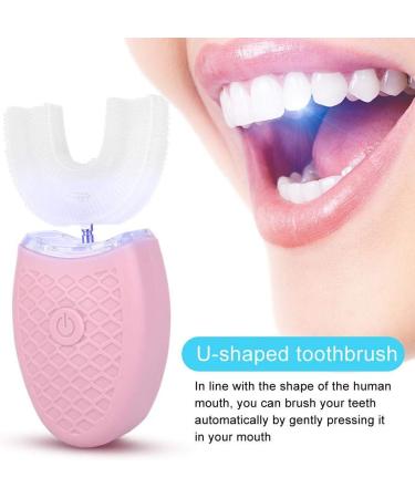 U-Shaped Electric Dental Brush for Adults | Automatic Toothbrush with Blu-ray Teeth Whitening - Pink - Buy Online on GoSupps.com
