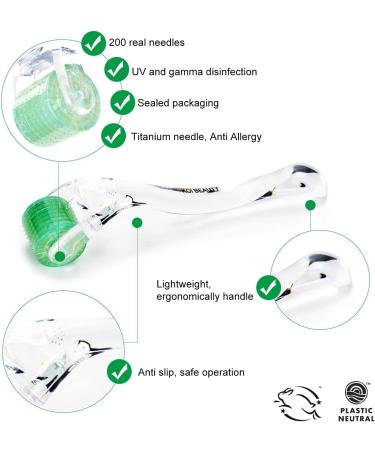 KOI BEAUTY 0.5mm Derma Roller - Professional 200 Real Needles for Hair Growth | Microneedling Roller Titanium for Face, Body, Beard, and Scalp - Buy Online on GoSupps.com