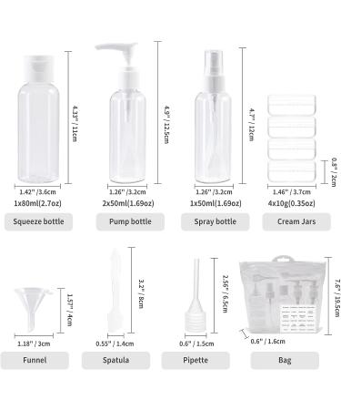 VELOCVIL Empty Travel Bottles Set - 12 TSA Approved Containers for Toiletries | Refillable Skincare, Shampoo & Liquid | Clear with Toiletry Bag for Airport Travel - Buy Online on GoSupps.com