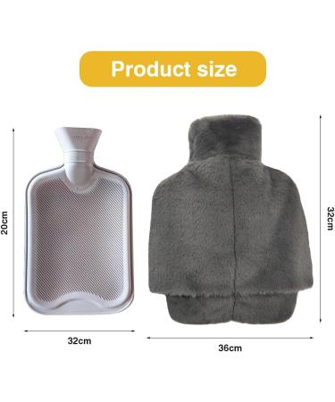 2-in-1 Electric-Free Foot Warmer Hot Water Bottle - Soft & Cozy Gray for Bedroom Living Room Office - Buy Online on GoSupps.com