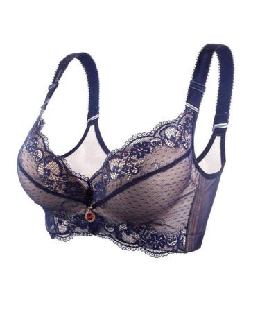 Bra Sports Extra-elastic Women's Top Breathable Trim Plus Size Adjustable Bustier Ladies Large Breasts (Blue 48B)