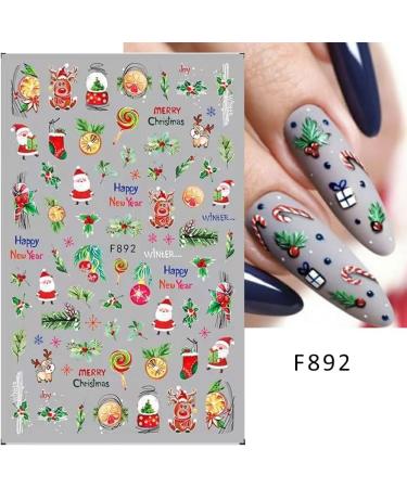 10 Sheets Christmas Nail Art Stickers Decals Self-Adhesive Kids Cute Bule White Pine Tree Reindeer Nail Supplies Nail Art Design Decoration Accessories - Buy Online on GoSupps.com
