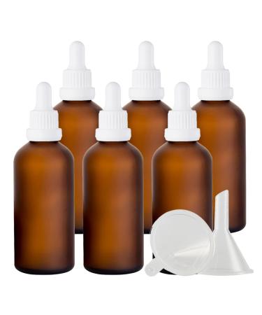 Zeoabsy 6 pieces 100 ml frosted brown las pipette bottle with white originality lock pipette ring empty clear glass bottle glass pipette drip bottle for essential oils aromatherapy 100ml brown