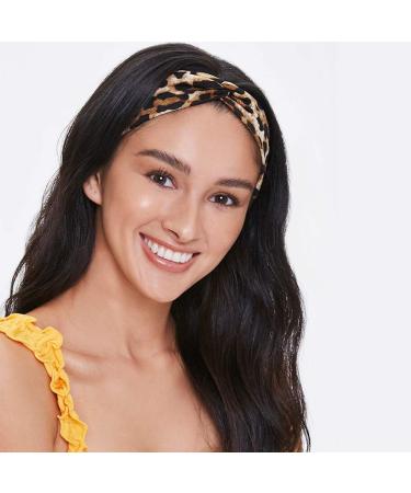 Leopard Print Hair Scarf Scrunchies: Big Bow Headband for Women - Animal Print Twisted Turban Ponytail Holder - Buy Online on GoSupps.com
