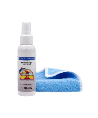 Blum Manufaktur - 100ml glasses cleaner + microfiber cloth 30 x 30 cm - glasses spray glasses cleaning - high quality cleaning spray for quick and thorough cleaning.100 ml - Buy Online on GoSupps.com
