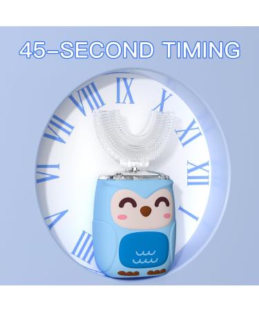 Kids Electric U Shaped Toothbrush | Sonic Toothbrush for Ages 2-7 | 4 Soft Brush Heads & 6 Cleaning Modes | Rechargeable 360 Degree Cleaning - Baby Blue - Buy Online on GoSupps.com