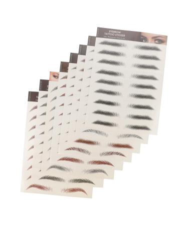 Healeved 16 Pcs Imitation Eco Eyebrow Sticker 6d Hair-like Eyebrows 3d Stickers Fake Transfer Stickers 1 count (Pack of 1) Assorted Colorx2pcs