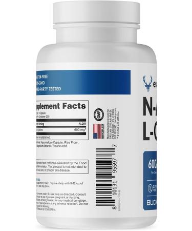 Bucked Up NAC Supplement (N-Acetyl Cysteine) 600mg Per Serving Essentials (200 Servings 200 Capsules) - Buy Online on GoSupps.com