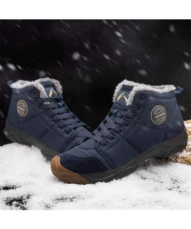 UPSOLO Men's Winter Snow Boots - Water Resistant, Anti-Slip, Fully Fur Lined Hiking Boot - Navy Blue (Size 11) - Buy Online on GoSupps.com