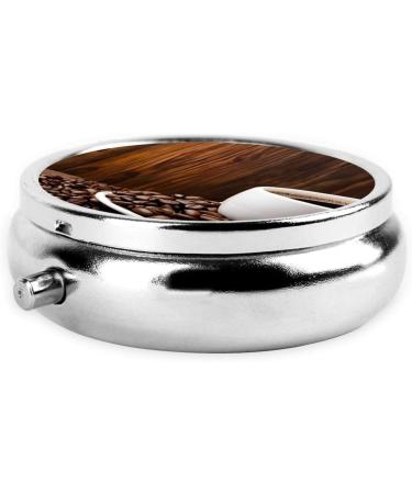 Shop Round Pill Box: Mini Decorative Coffee Cup & Beans 3 Compartment Organizer for Travel & Vitamins - Buy Online on GoSupps.com