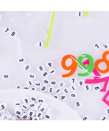 Amaney 500pcs White Acrylic Number Beads 7x4mm | Mixed Round Shape Loose Beads - Buy Online on GoSupps.com