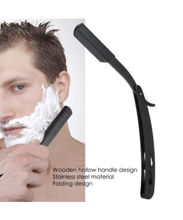 Premium All Black Stainless Steel Barber Razor Holder - Manual Beard Knife Holder for Men - Ideal for Barbershops - Buy Online on GoSupps.com