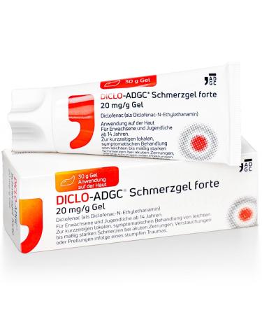 Diclo -adgc pain gel forte 30g - effective pain relief - treatment of light to moderately severe pain in acute strains sprains or bruises 30 grams