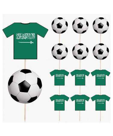 Saudi Arabia Football Party Food & Cupcakes Picks Decorations Toppers World Cup 2022 (pack of 14)