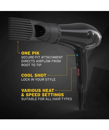 Wahl PowerPik 5000 Hair Dryer with Pik Attachment - Three Heat Settings, Anti-Frizz, Afro-Caribbean Hair Dryer for Women - Buy Online on GoSupps.com
