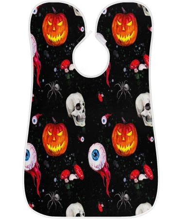 Beard Bib Apron for Men - Waterproof Hair Catcher for Easy Shaving & Grooming | Halloween Pumpkin Skulls Design - Buy Online on GoSupps.com