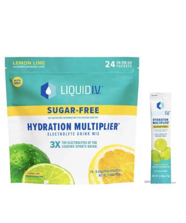 Liquid I.V. Sugar-Free Hydration Multiplier - Lemon Lime Hydration Powder Packets Electrolyte Drink Mix Easy Open Single-Serving Stick Non-GMO 24 Sticks + 1-0.45 green grape sugar free