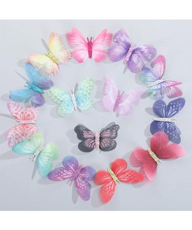Glitter Butterfly Hair Clips - 12 Pack 3D Sparkle Hair Accessories for Girls & Women | International Shipping Available - Buy Online on GoSupps.com