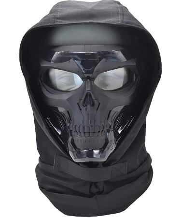 Tactical Skull Full Mask Stretch Fabric Mask Hood Headdress, Dual-Mode Wearing Design, Adjustable Shoulder Strap, 19cm*18cm