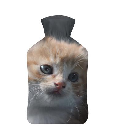 Cute Cat Hot Water Bottle With Cover Plush Bed Bottle Hand Warmer For Adults And Children 26.5X15.3cm